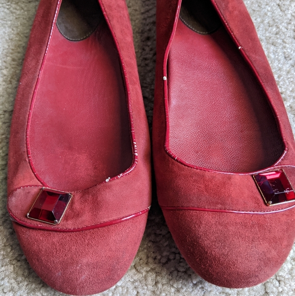 Cole Haan Nike Air Red Suede Flats - Picture 3 of 9